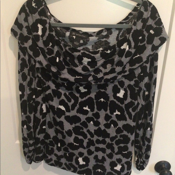 INC Black Animal Print Top Shirt L Large - Picture 3 of 3